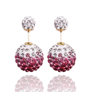 Dubbele Crystal oorbellen - Pink - Roze