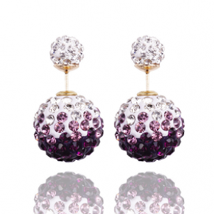 Dubbele Crystal oorbellen -Paars