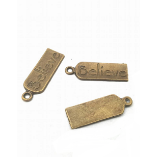Bronzen Bedel Tag - met tekst : Believe