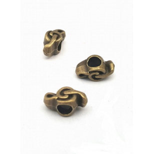 bronzen Kraal met groot gat  4 mm - Muziek-noot