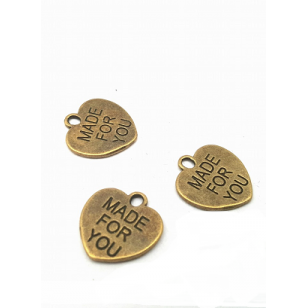 Bronzen Bedel hart  Made for you