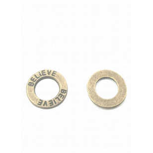 Bronzen Bedel ring met tekst : Believe