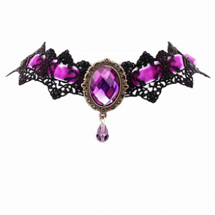 Choker-Kant-Fluweel-Paars