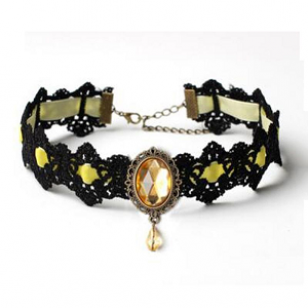 Choker-Fluweel-Kant-Geel