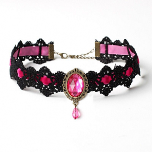 Choker-Fluweel-kant-roze