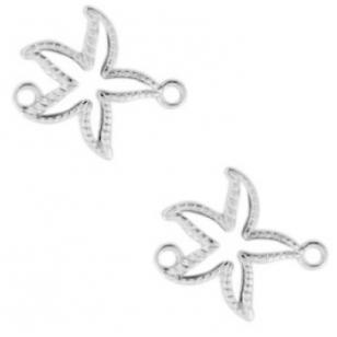 Tussenstuk Zeester  18x16mm zilver