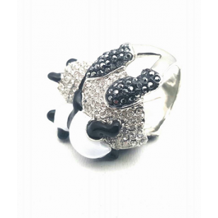 RIng  Panda met jong  -- Bezet met Swarovski 
