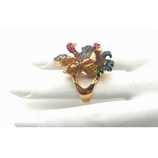 Goldplated Ring - Kraanvogels bezet met Swarovski