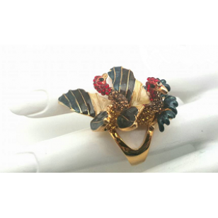 Goldplated Ring - Kraanvogels bezet met Swarovski