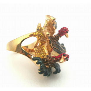 Goldplated Ring - Kraanvogels bezet met Swarovski