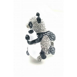 RIng  Panda met jong  -- Bezet met Swarovski 