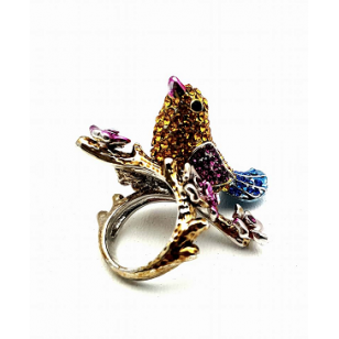 18 krt goldplated Ring - Vogel bezet met Swarovski