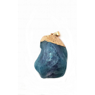 Goldplated Edelsteen hanger - Blok Quartz - Blauw 