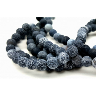 Kralen Black Agate Crackle Mat 10mm