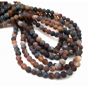 Kralen Frosted Jade Brown 6mm