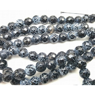 Kralen Facet Black  Crackle Agate 8mm