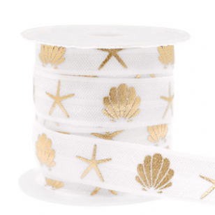 Elastisch Lint wit goud Sea Shell