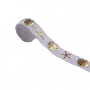 Elastisch Lint wit goud Sea Shell