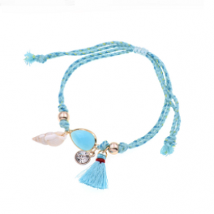 Enkelbandje Koord Crystal Beach