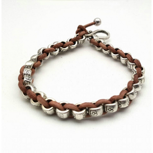 Heren Armband Naturel Leer