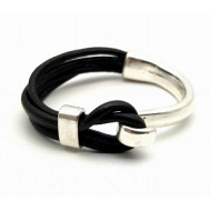 Lederen armband - half om half  