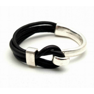 Lederen armband - half om half  