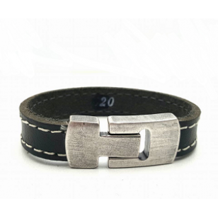 Heren lederen armband - zwart 
