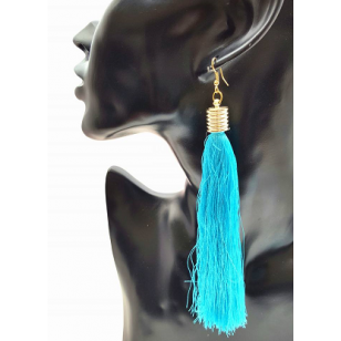 Oorbellen Zijden Turquoise Kwast