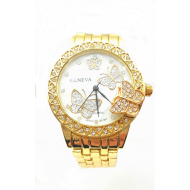 Luxe Gouden horloge met strass-vlinders