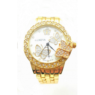 Luxe Gouden horloge met strass-vlinders