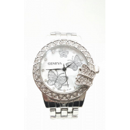 Zilveren Horloge met strass-Vlinders