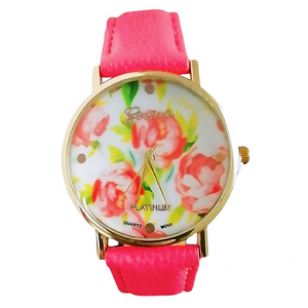 Horloge Geneva Groen/Wit/Roze