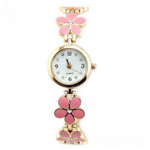 Horloge Bloem goud Roze