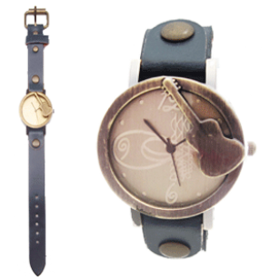 Horloge Gitaar - Brons Jeansblauw
