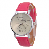 Horloge - who cares i'm already late -donker roze