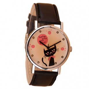 Horloge-Kat/Poes-zwart