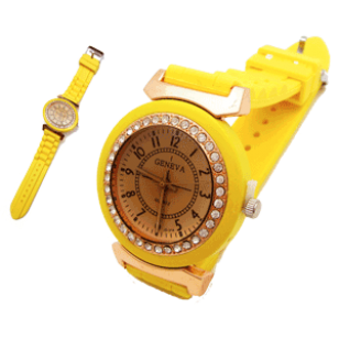 Horloge Strass Geneva Geel