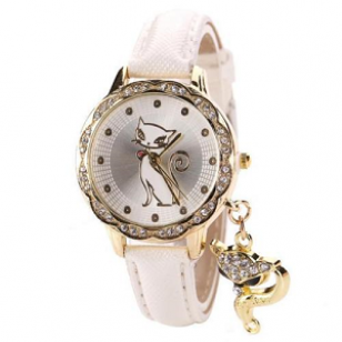 Horloge-Luxe-Poes/Kat-creme