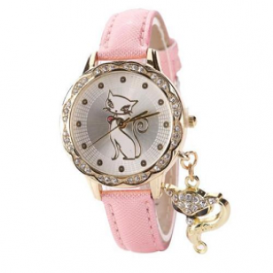 Horloge-Luxe-Poes/Kat-zachtroze