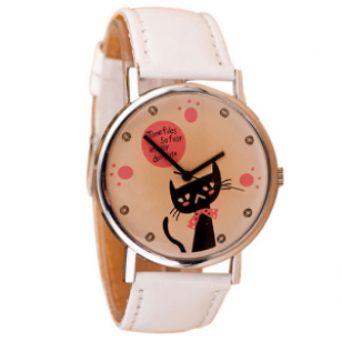 Horloge-Kat/Poes-wit