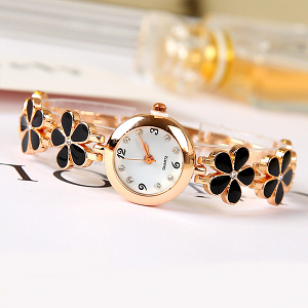 Horloge Bloem goud Roze