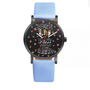 Horloge Dog Prints Heart Blauw