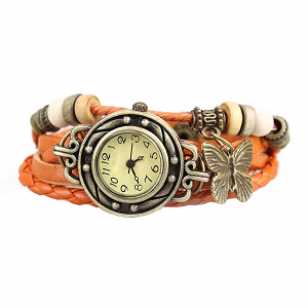 Horloge-retro-vlinder-oranje