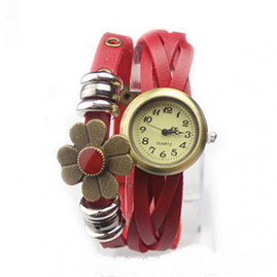 Horloge Bloem Brons rood Horloge Bloem Brons rood