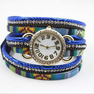 Horloge wikkel stof Blauw