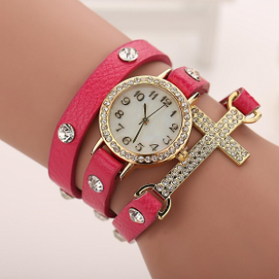 Horloge Wikkel Kruis Roze