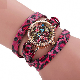 Horloge wikkel leopard roze Horloge wikkel leopard roze