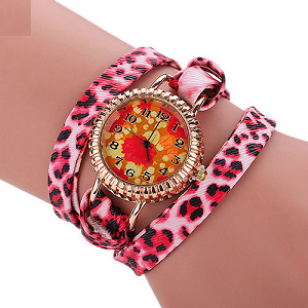 Horloge-wikkel-Leopard-Roze Horloge-wikkel-Leopard-Roze