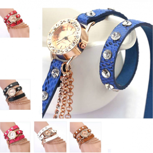 Horloge-goud-ketting-bruin