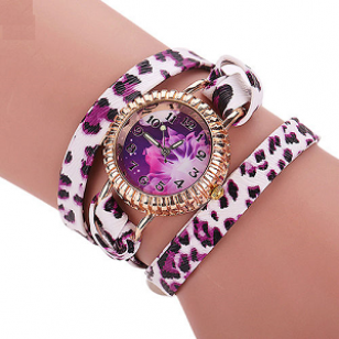 Horloge Leopard Paars wikkel Horloge Leopard Paars wikkel
